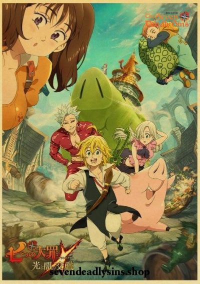 Cute The Seven Deadly Sins Kraft Paper Poster