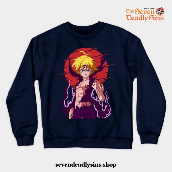 The Seven Deadly Sins Anime - Meliodas Crewneck Sweatshirt Navy Blue / S