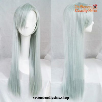 The Seven Deadly Sins Elizabeth Liones Wigs Long Light Gray Green Synthetic Hair Cosplay