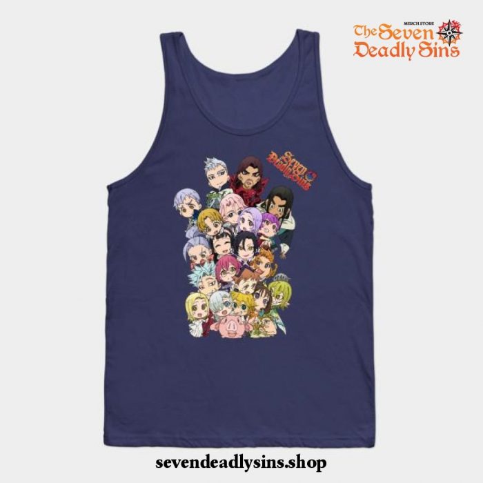 The Seven Deadly Sins Group Chibi Tank Top Navy Blue / S