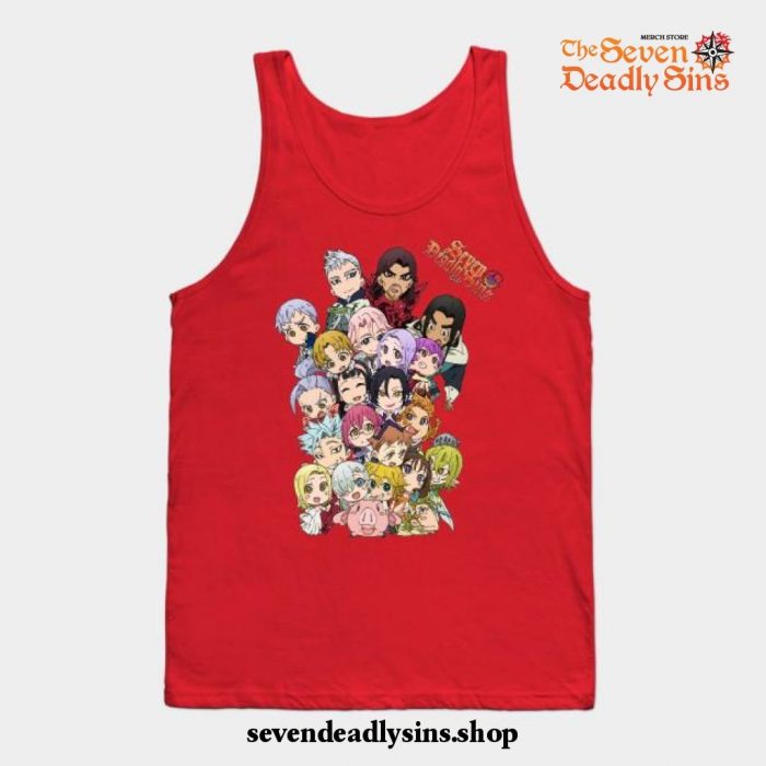The Seven Deadly Sins Group Chibi Tank Top Red / S