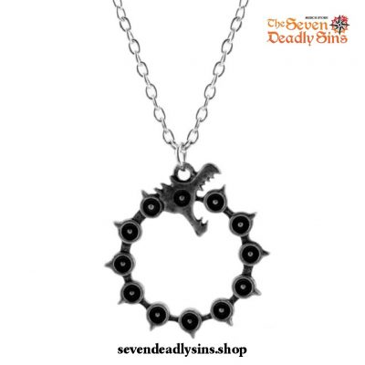 The Seven Deadly Sins Meliodas Dragon Enamel Metal Keychain Necklace Black Necklace