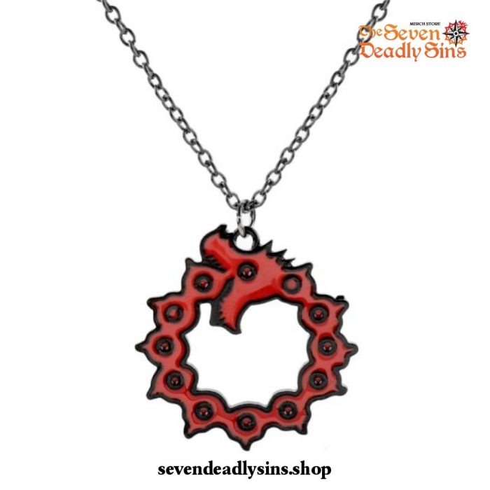 The Seven Deadly Sins Meliodas Dragon Enamel Metal Keychain Necklace Red Necklace
