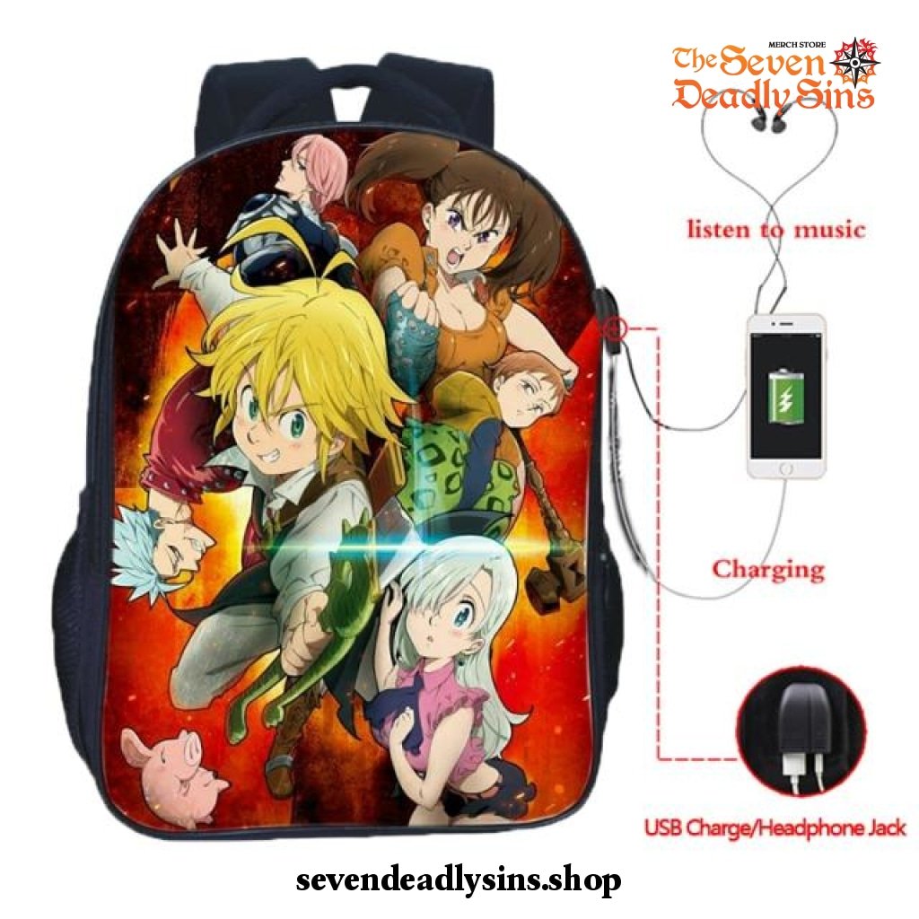 The Seven Deadly Sins Nanatsu No Taizai Usb Charge Backpack - Seven Deadly  Sins Shop