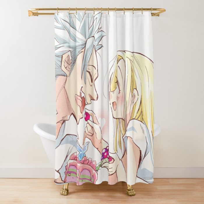 Seven Deadly Sins - Ban & Elaine Birthday Shower Curtain Official Cow Anime Merch